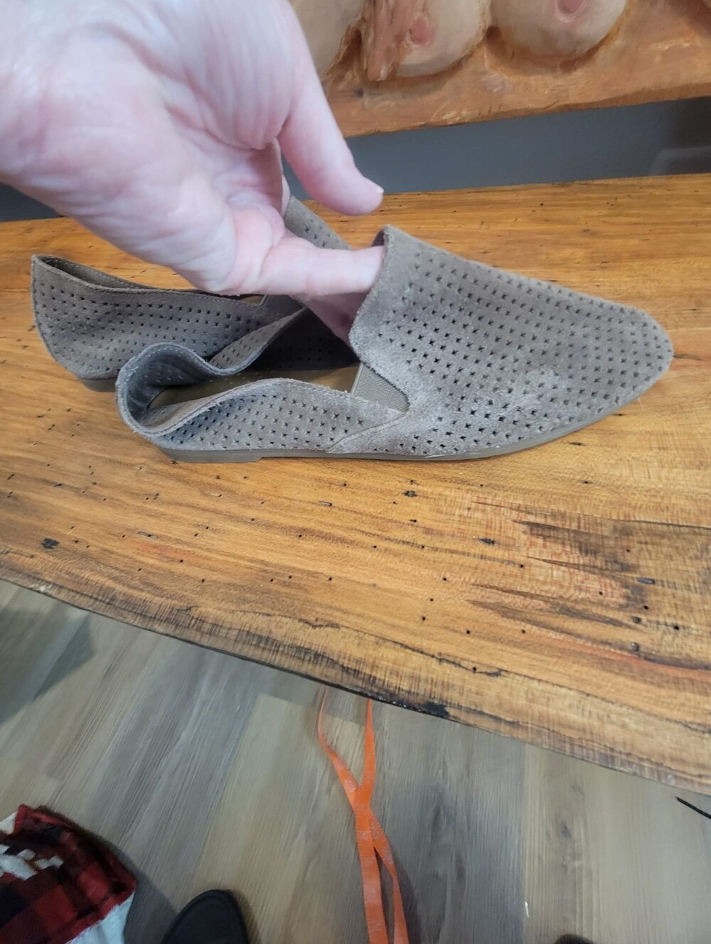 Lucky Brand "Carthy" Flats Sz 9.5 Tan Suede Perforated Casual Loafers/Flats